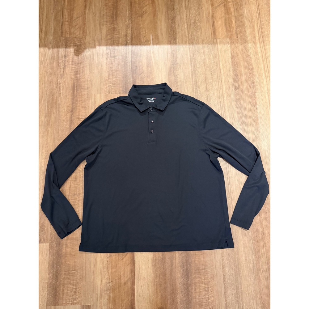 UNTUCKit Polo Shirt Mens XL Black Damaschino Long Sleeve Supima Cotton 40251